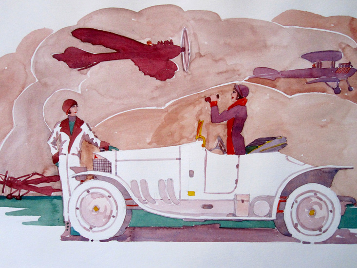 Early aeroplanes & an early Mercedes.