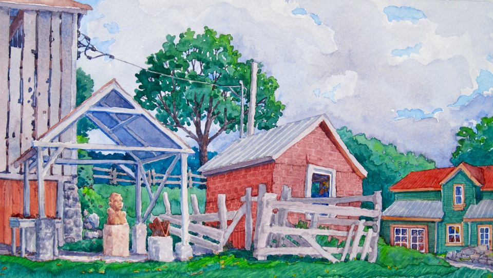 An artist’s barn sculpting studio.