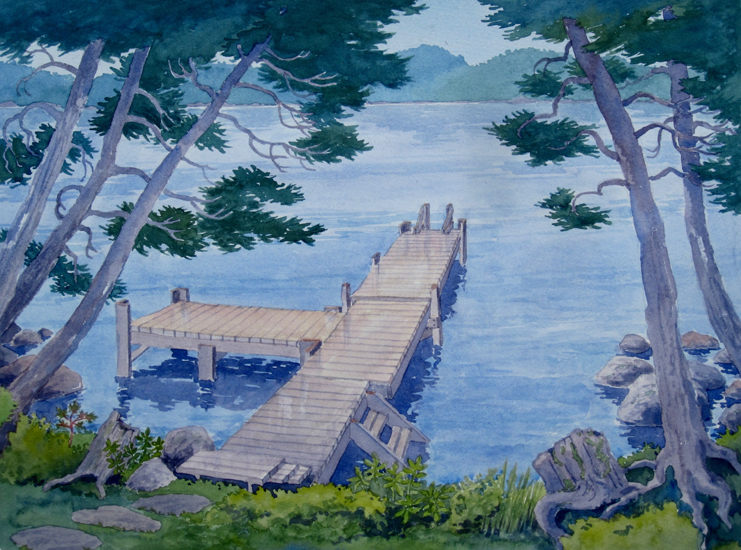 A Cedar Dock amongst Shoreline Cedars.